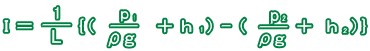 I=1/L×｛（ｐ1／ρg+h1)-(p2／ρg＋h2)}