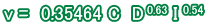v=0.35464CH�c^0.63I^0.54